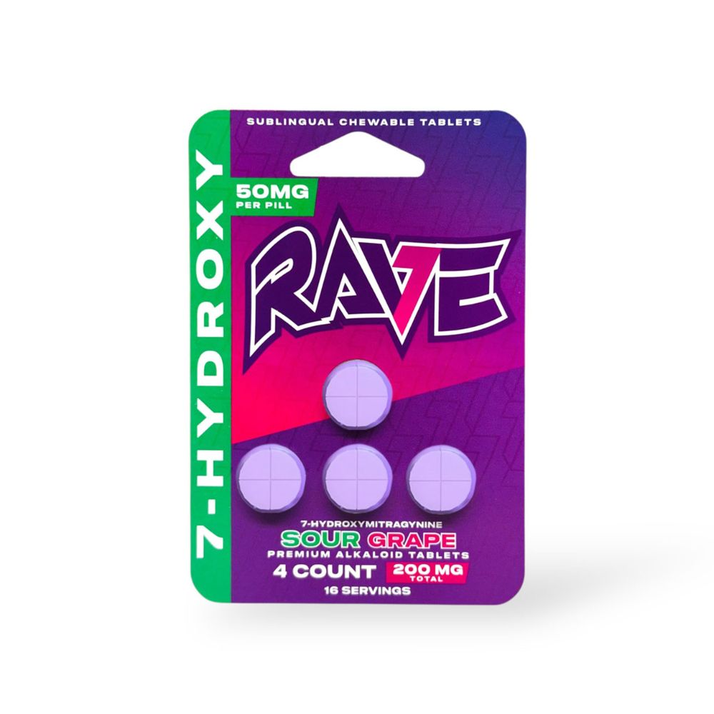 Rave 7-Hydroxy 4ct Tablets - 200mg-7 Hydroxy Tablets-No Limit Distro