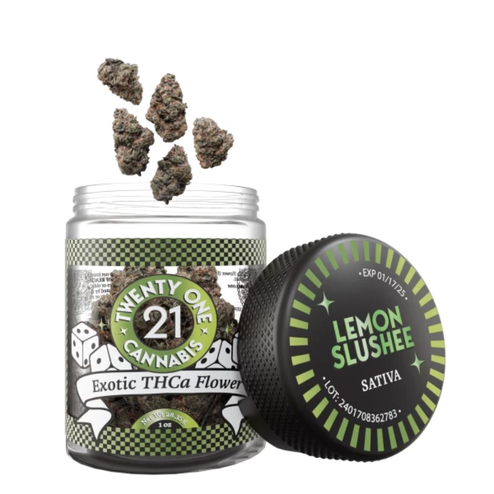 Twenty One Flower Jar - 1 OZ - Exotic THCa - Lemon Slushee (Sativa)-THCA Flower-No Limit Distro