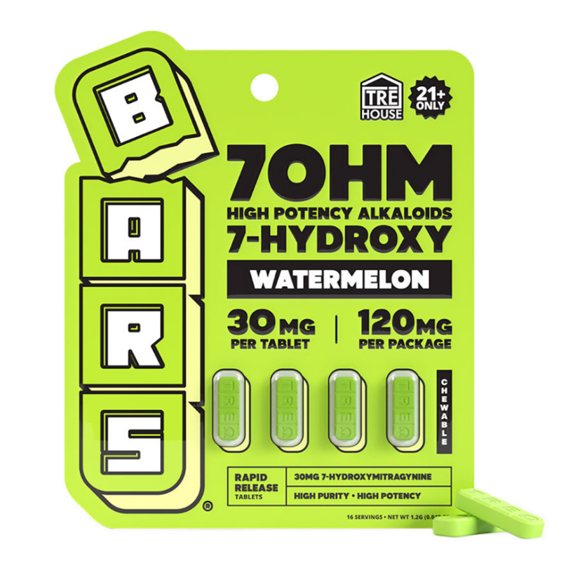 BARS 7-Hydroxy Tablets 4ct - 120mg-7 Hydroxy Tablets-No Limit Distro