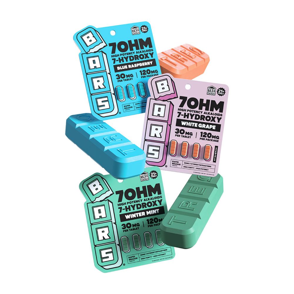 BARS 7-Hydroxy Tablets 4ct - 120mg-7 Hydroxy Tablets-No Limit Distro