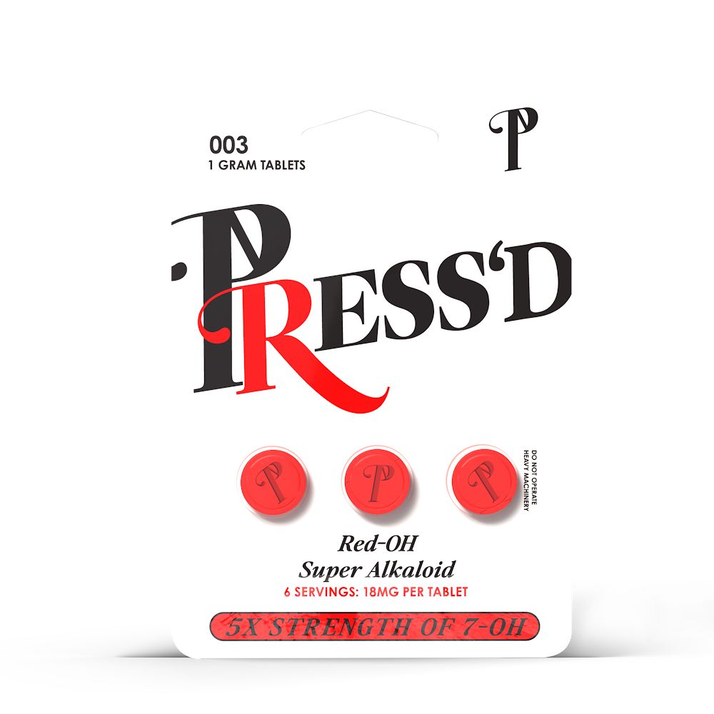 Press'd Red-OH 7 Hydroxymitragynine Kratom Tablets - 18MG-7 Hydroxy Tablets-No Limit Distro