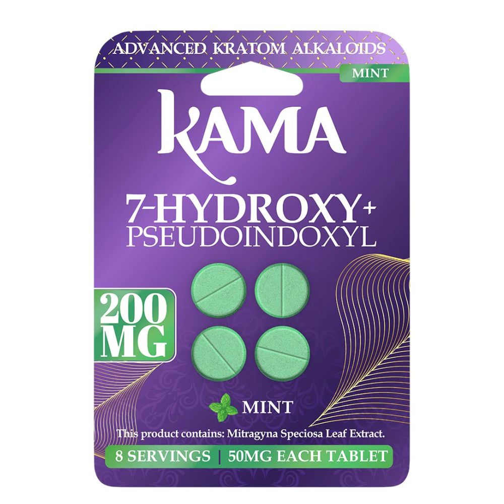 KAMA 7 Hydroxy + Pseudoindoxyl 4ct Tablets - 200mg-7 Hydroxy Tablets-No Limit Distro