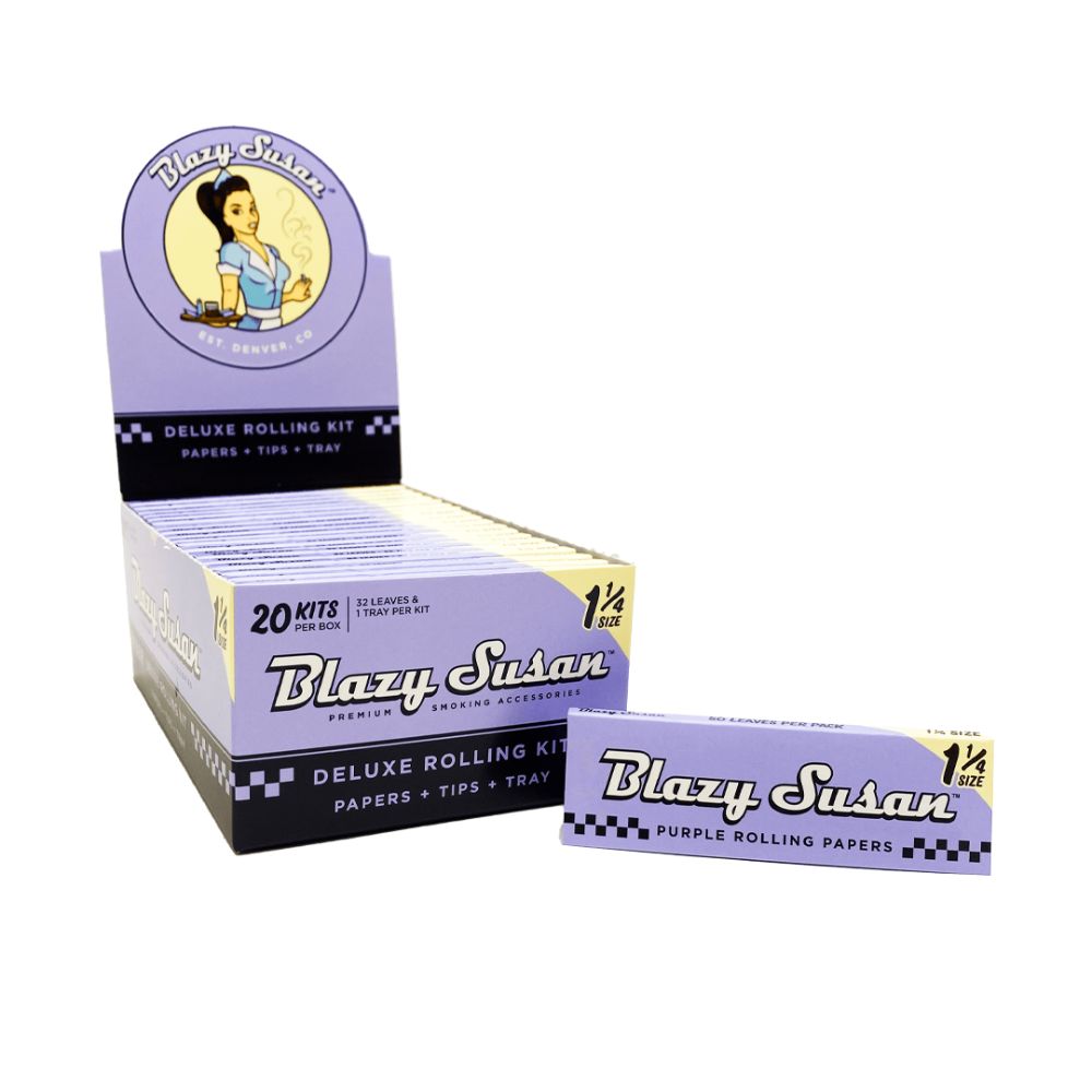 Purple Blazy Susan Rolling Papers - 1 1/4" Size – 50 Pack Bulk-WRAPS, PAPERS, CONES-No Limit Distro
