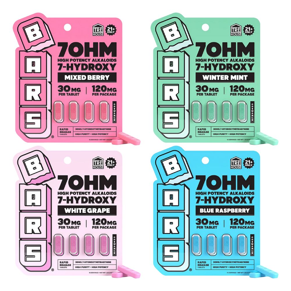 BARS 7-Hydroxy Tablets 4ct - 120mg-7 Hydroxy Tablets-No Limit Distro