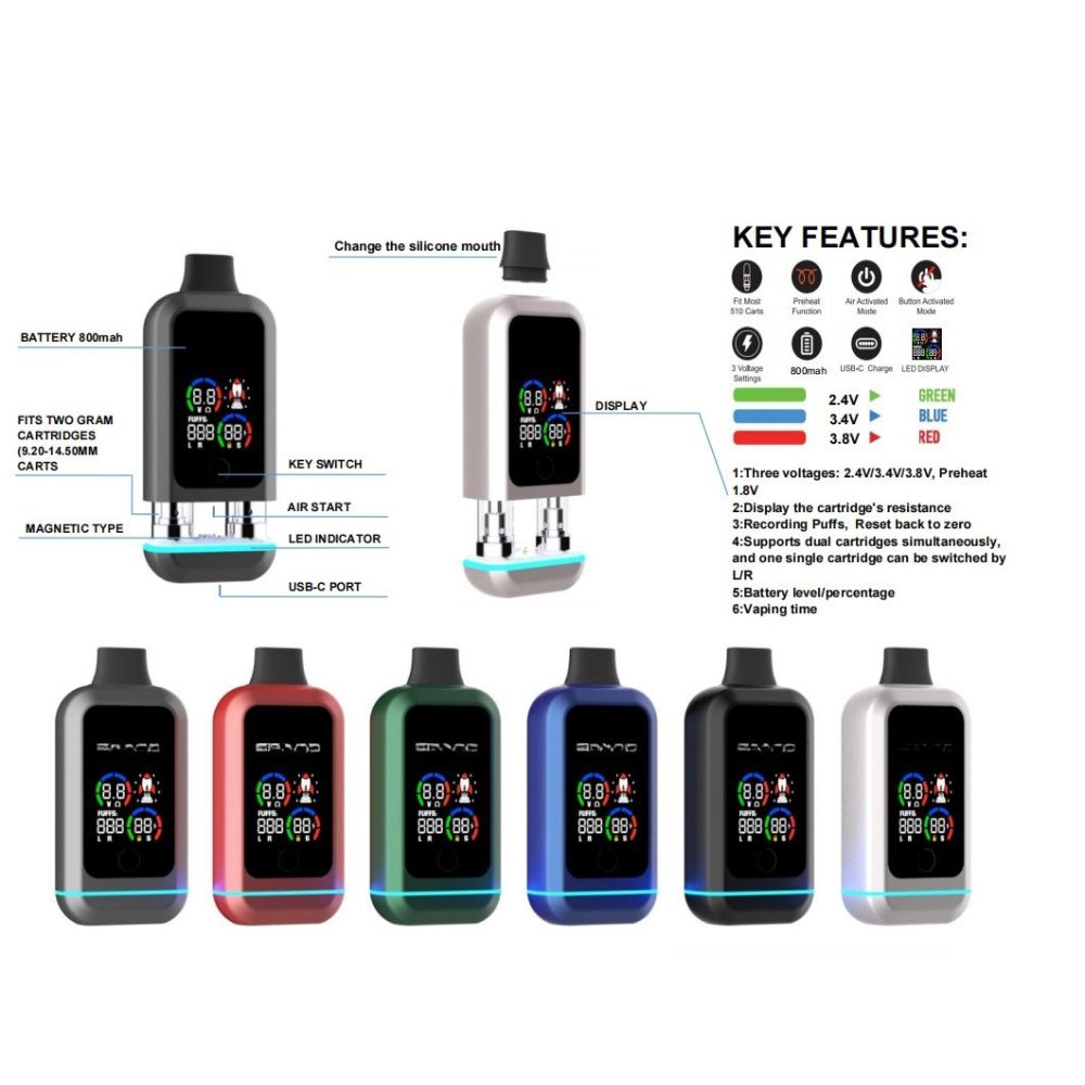 Discreet Dual 510 Cart Vape - LED Screen-510 BATTERY-No Limit Distro