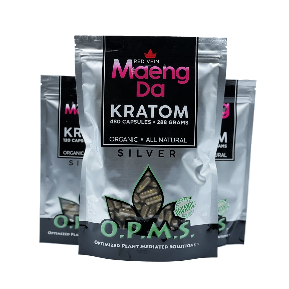 OPMS Silver Red Vein Maeng Da Capsules-KRATOM-No Limit Distro