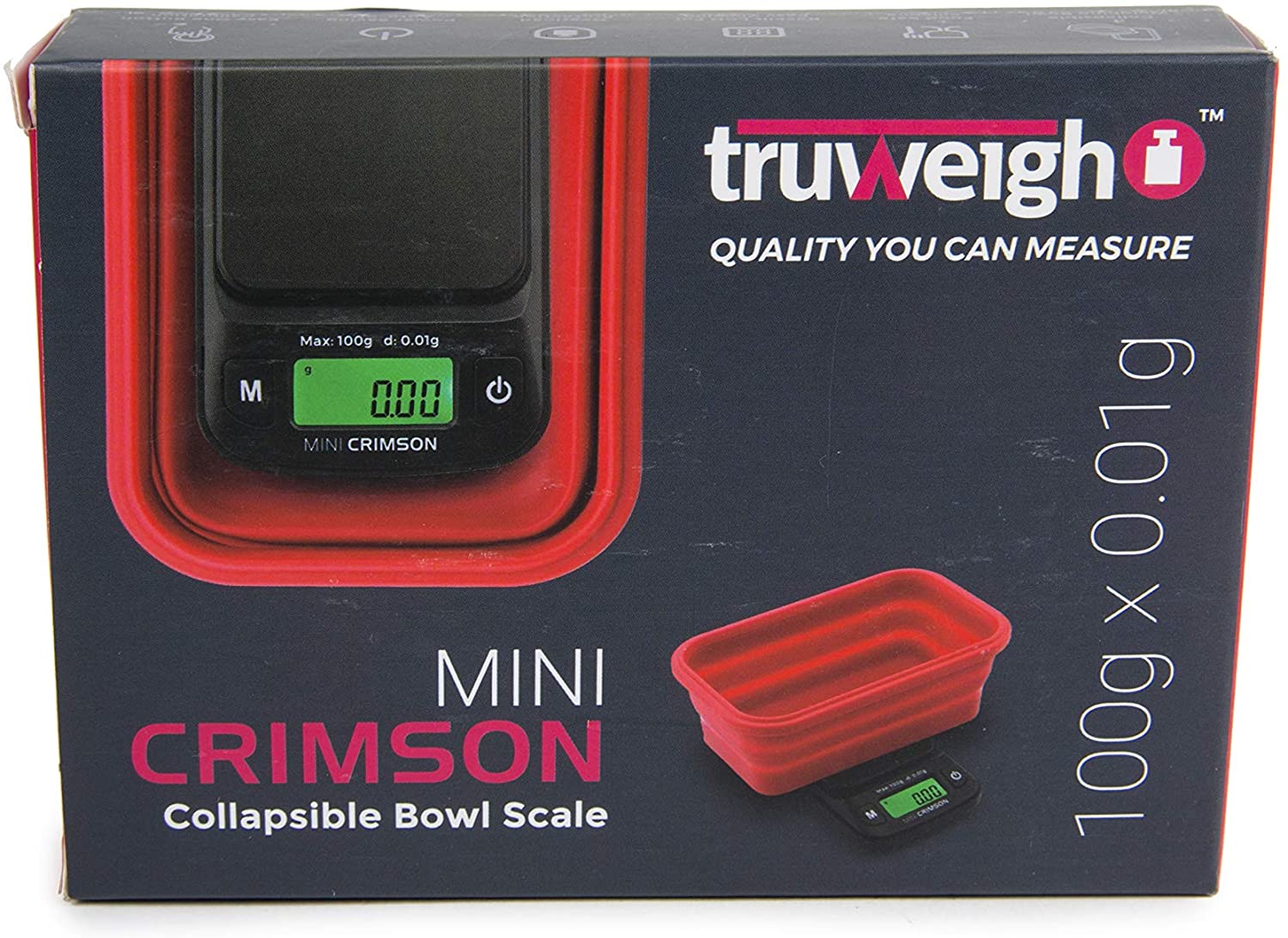 TRUWEIGH MINI CRIMSON COLLAPSIBLE BOWL 100G X 0.01G-SCALES-No Limit Distro