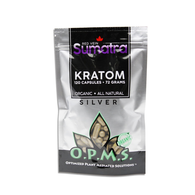 OPMS Silver Red Vein Sumatra Capsules-KRATOM-No Limit Distro