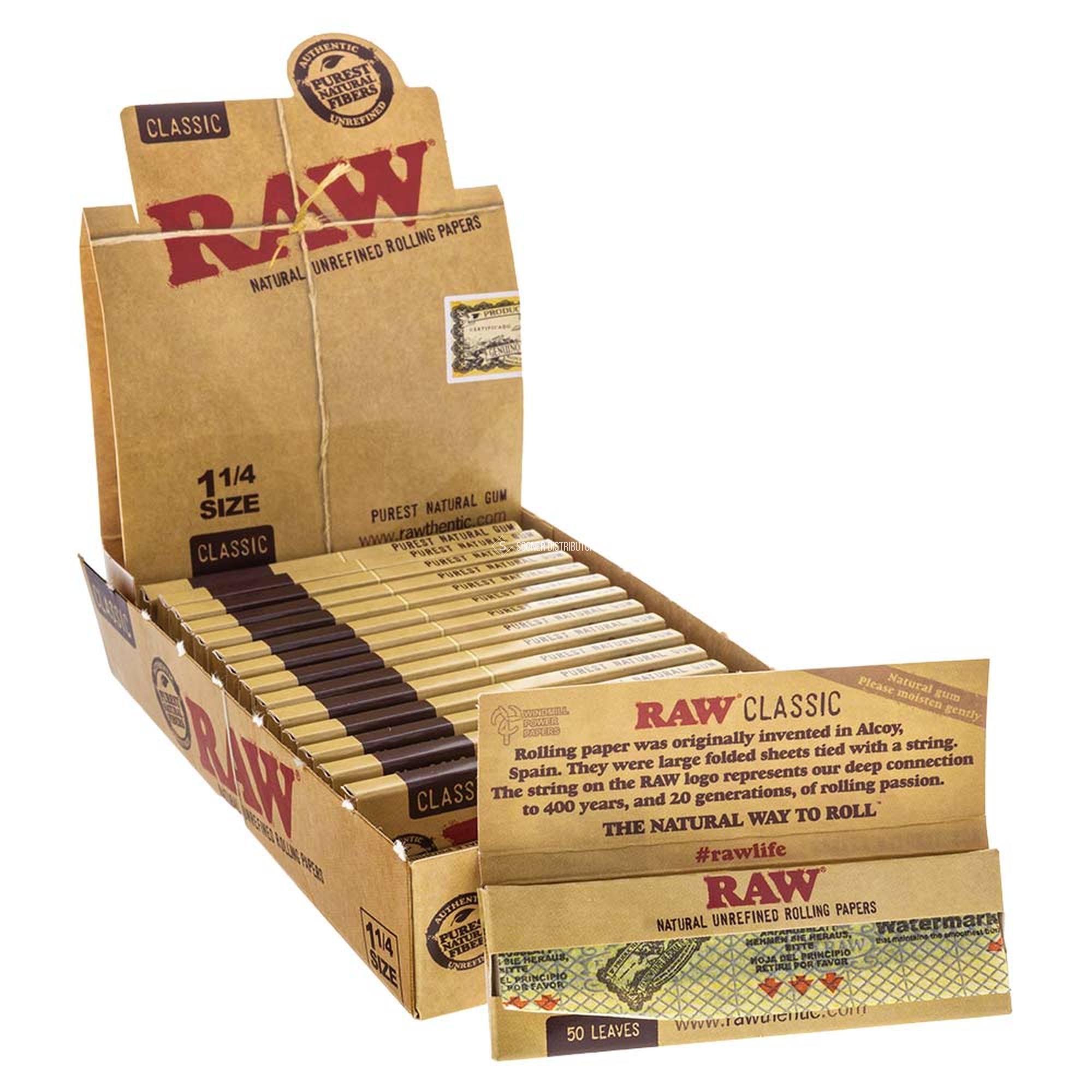 Raw Classic 1 1/4 Rolling Papers - 24 pack Display-WRAPS, PAPERS, CONES-No Limit Distro