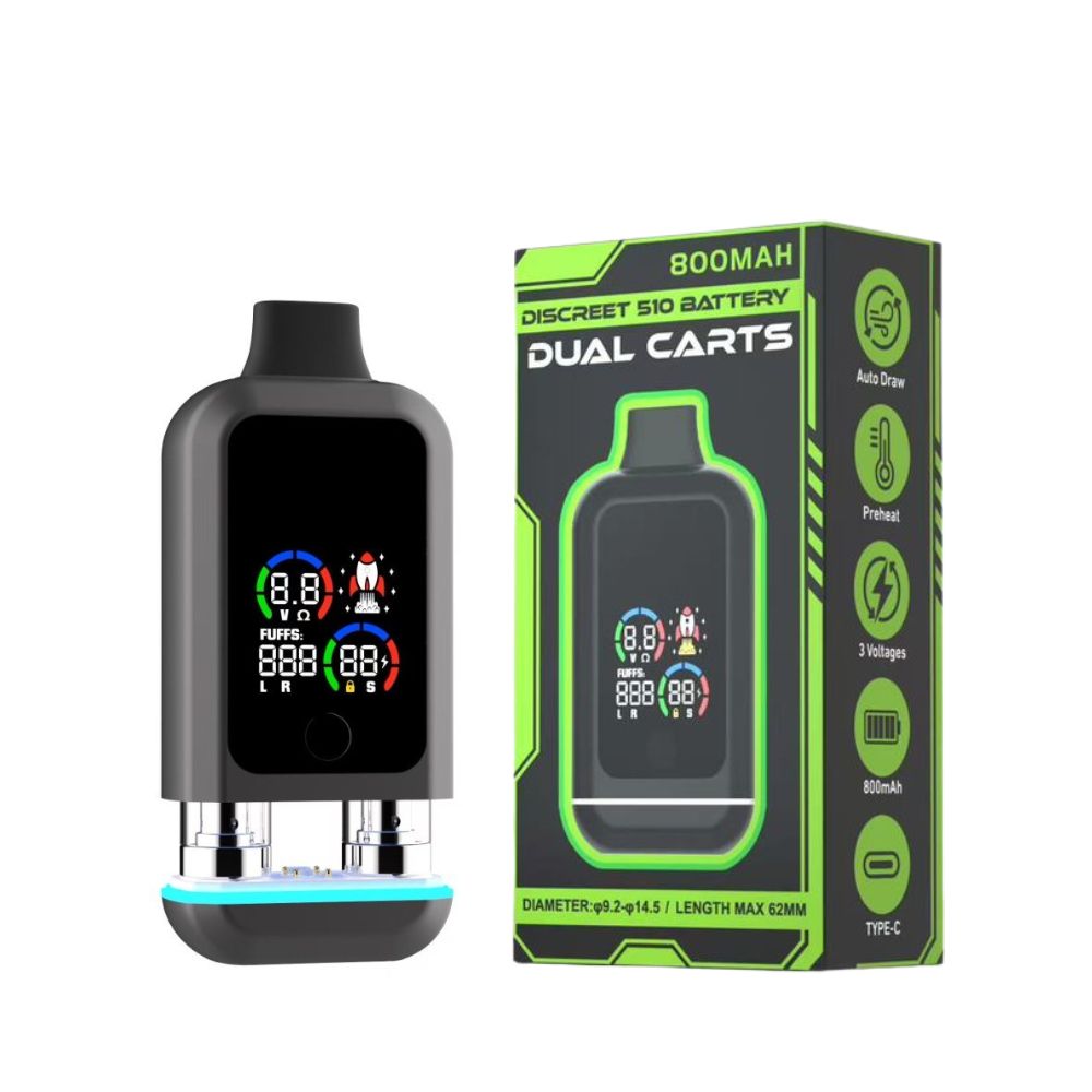 Discreet Dual 510 Cart Vape - LED Screen-510 BATTERY-No Limit Distro