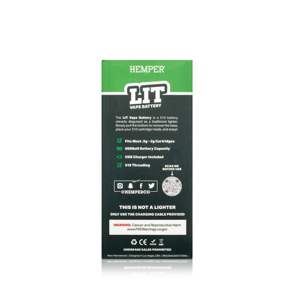 Lit 510 Thread Vape Battery – Stealth Lighter by Hemper