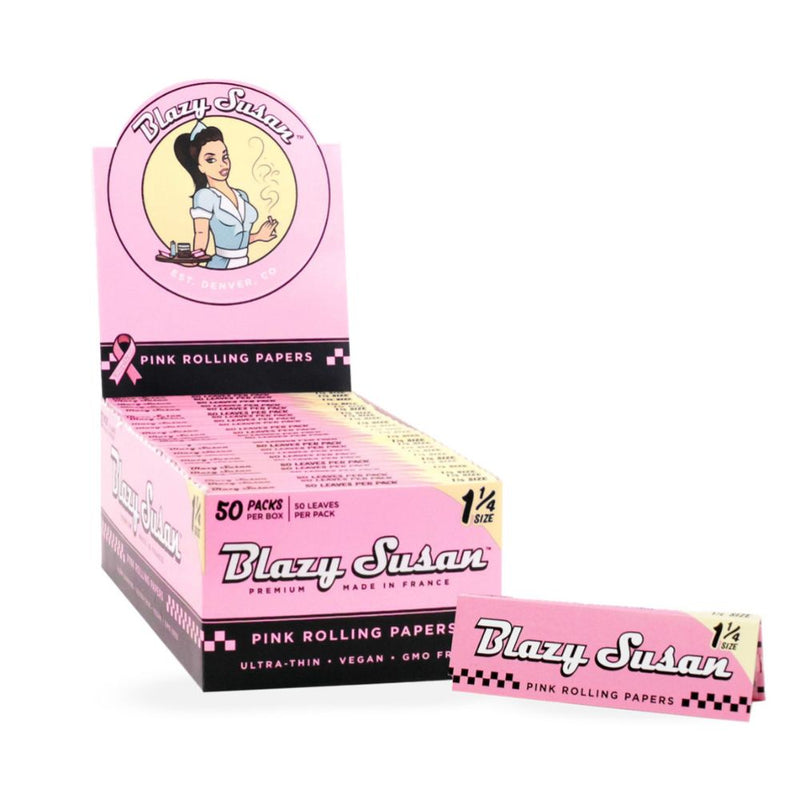 Blazy Susan Pink Rolling Paper 1-1/4 - 50 Pack Display-WRAPS, PAPERS, CONES-No Limit Distro