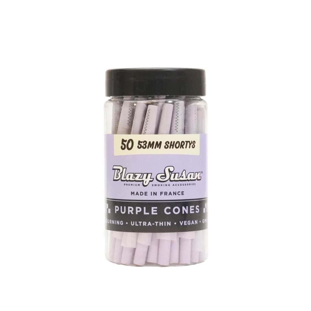 Blazy Susan Purple Cones 53mm Shortys - 50ct Jar-WRAPS, PAPERS, CONES-No Limit Distro