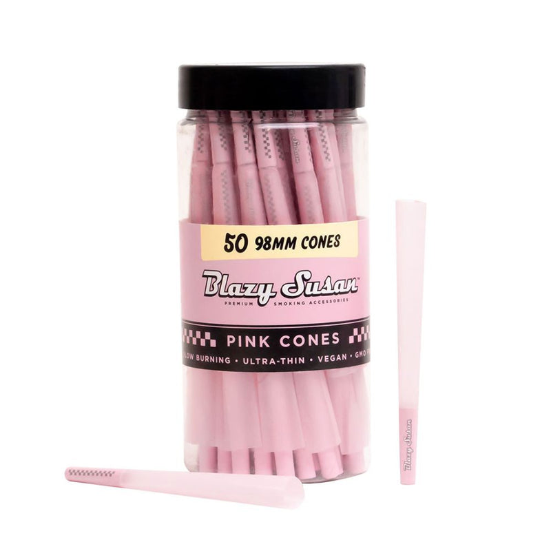 Blazy Susan Pink Cones 98mm - 50ct Jar-WRAPS, PAPERS, CONES-No Limit Distro