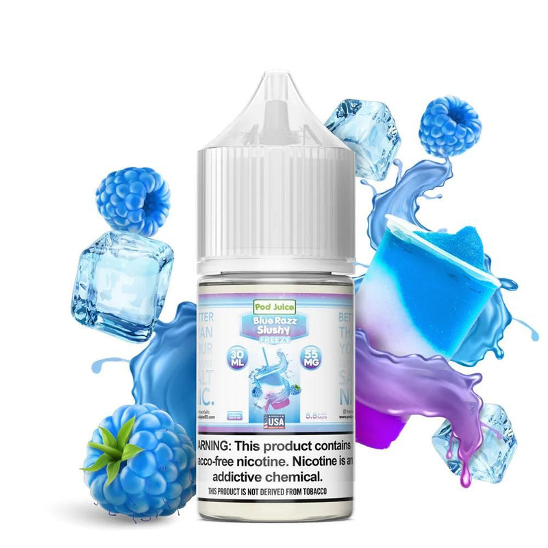 Blue Razz Slushy Freeze by Pod Juice Salt-NIC SALTS ELIQUID-No Limit Distro