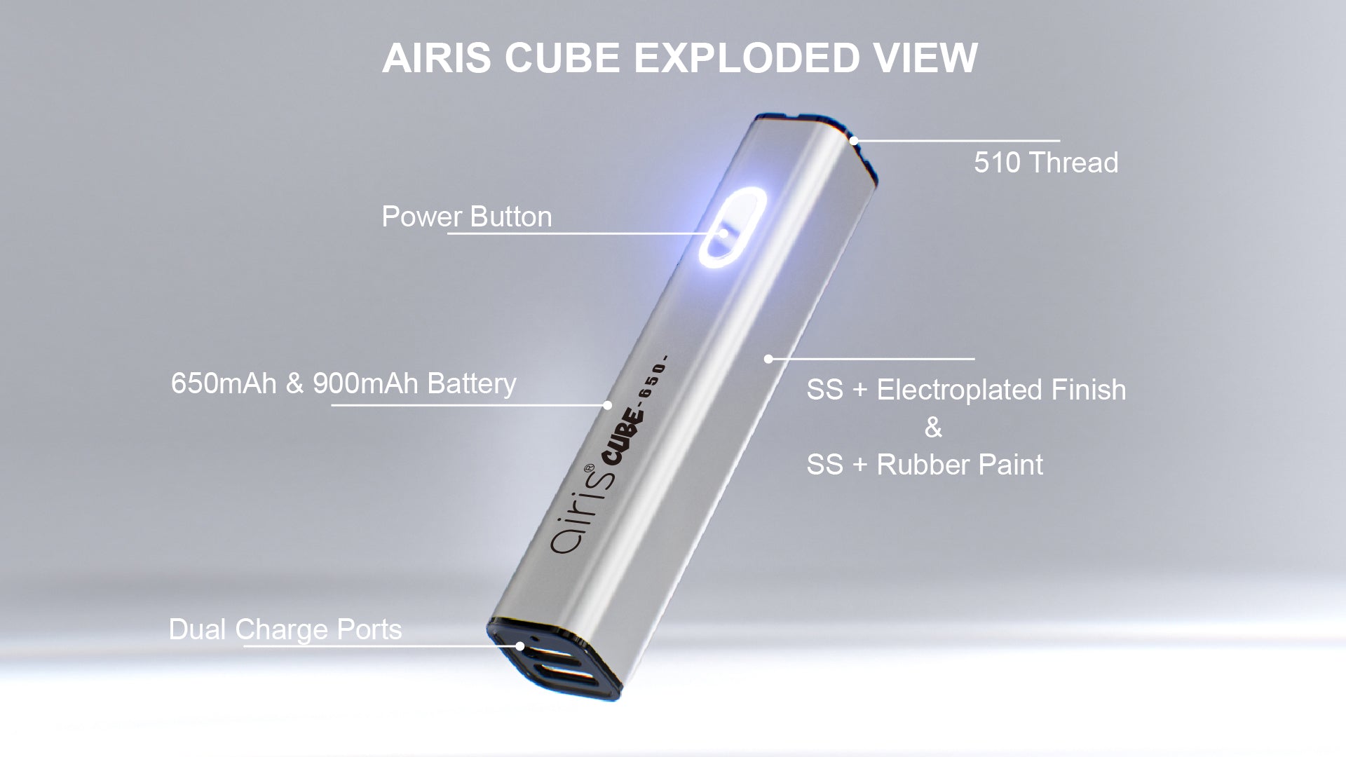 Airis Cube 650 mAh Cart Pen - Lifetime Warranty-510 BATTERY-No Limit Distro