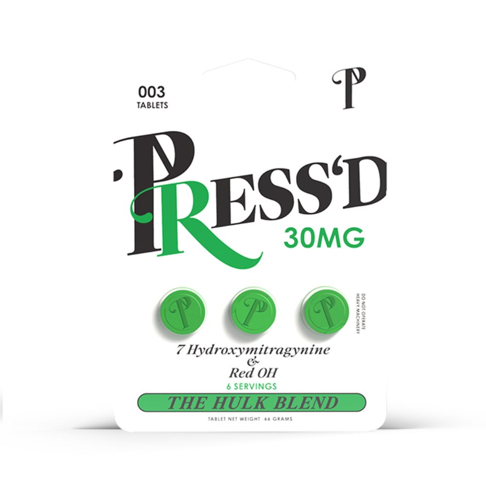 Press'D Hulk 7-hydroxymitragynine Kratom Tablets - 30mg-7 Hydroxy Tablets-No Limit Distro