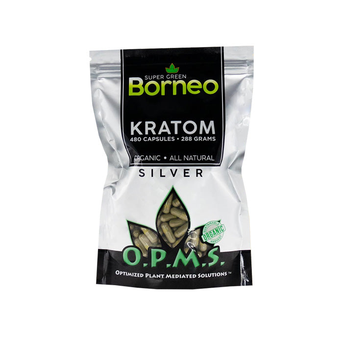 OPMS Silver Super Green Borneo Capsules-KRATOM-No Limit Distro