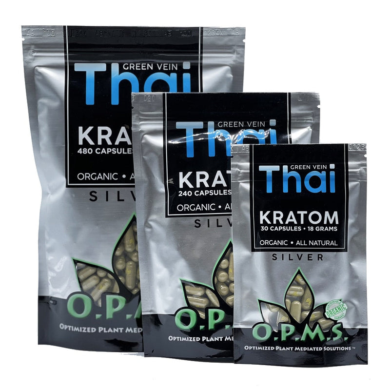 OPMS Silver Green Vein Thai Capsules-KRATOM-No Limit Distro
