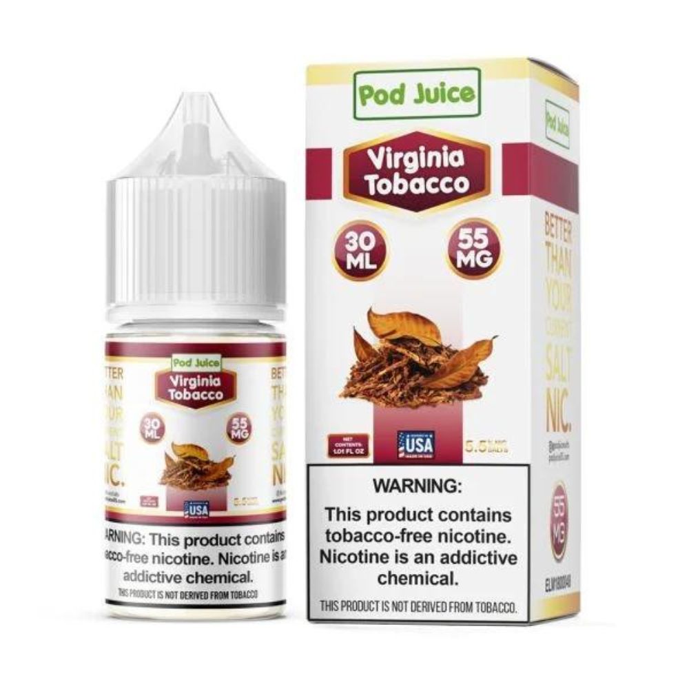 Virginia Tobacco by Pod Juice Salt-NIC SALTS ELIQUID-No Limit Distro
