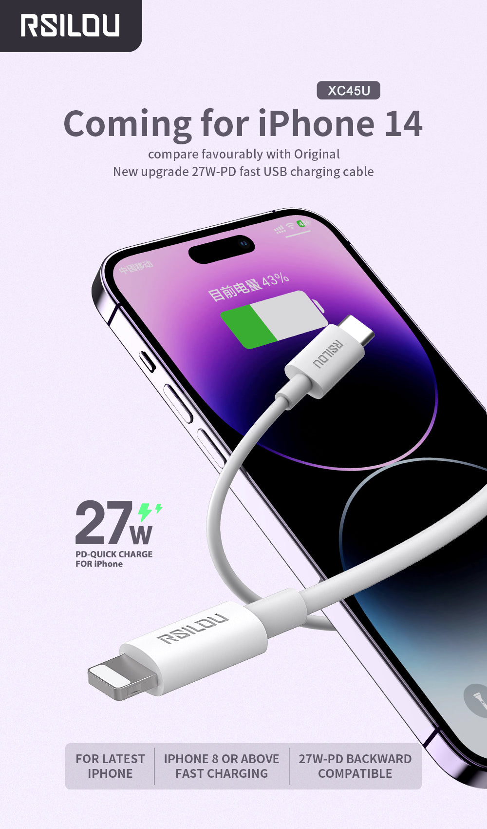 iPhone Charger Cable – Lightning to USB-C 3ft Length-PHONE ACCESSORIES-No Limit Distro