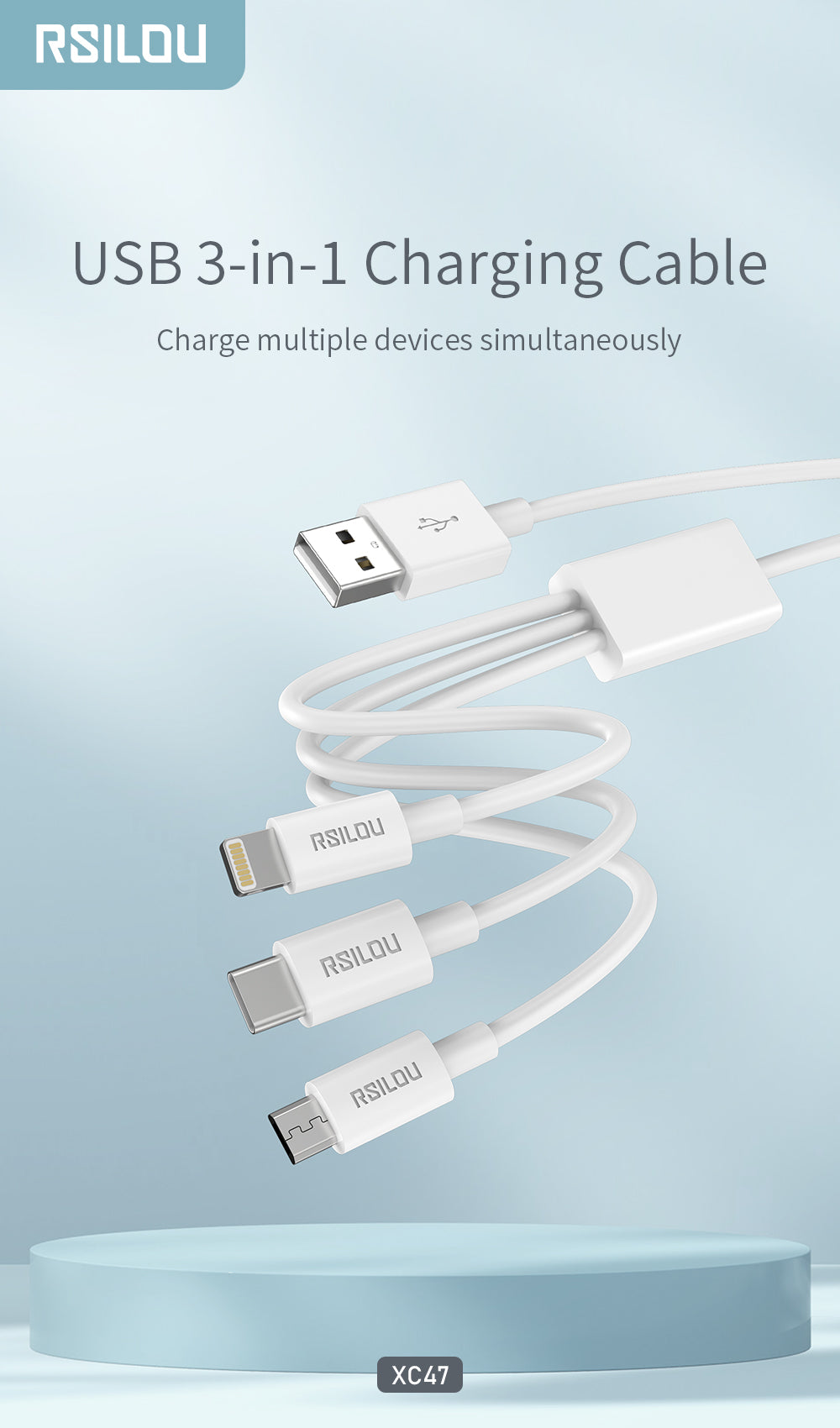 USB 3-in-1 Charging Cable - Lightning, USB-C, Micro usb-PHONE ACCESSORIES-No Limit Distro