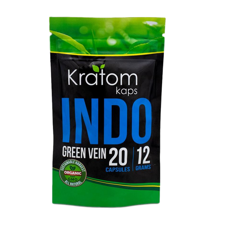Kratom Kaps Green Vein Indo Capsules (pouch)-KRATOM-No Limit Distro